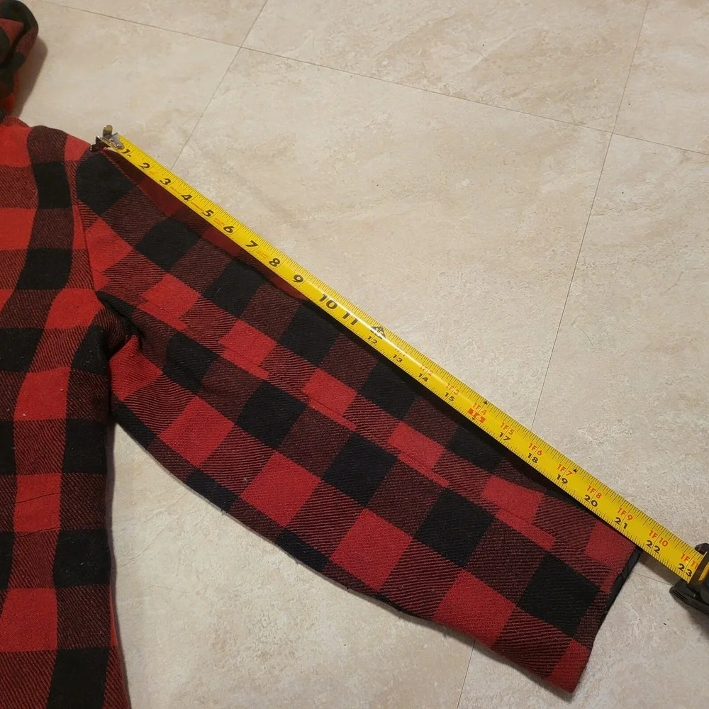 Levis Mens XL Wool Blend Buffalo Quilted Hooded Plaid Jacket Coat VERY RARE - Picture 9 of 16